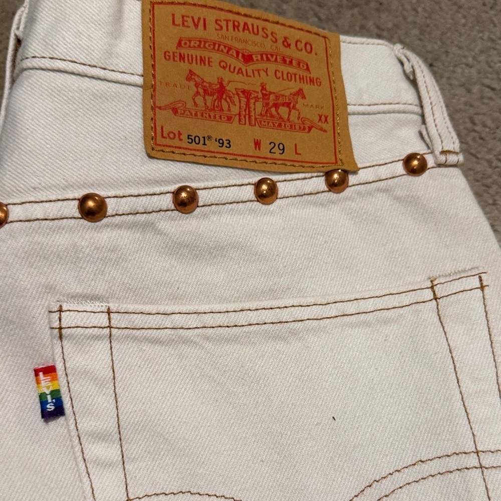 Levi’s Pride 501 ‘93 Shorts Rodeo Boots Studded Embroidered Denim Size 29 - Picture 2 of 9